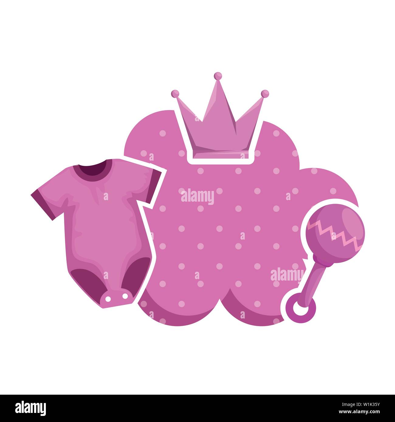 cloud with baby clothes and crown Stock Vector Image & Art - Alamy