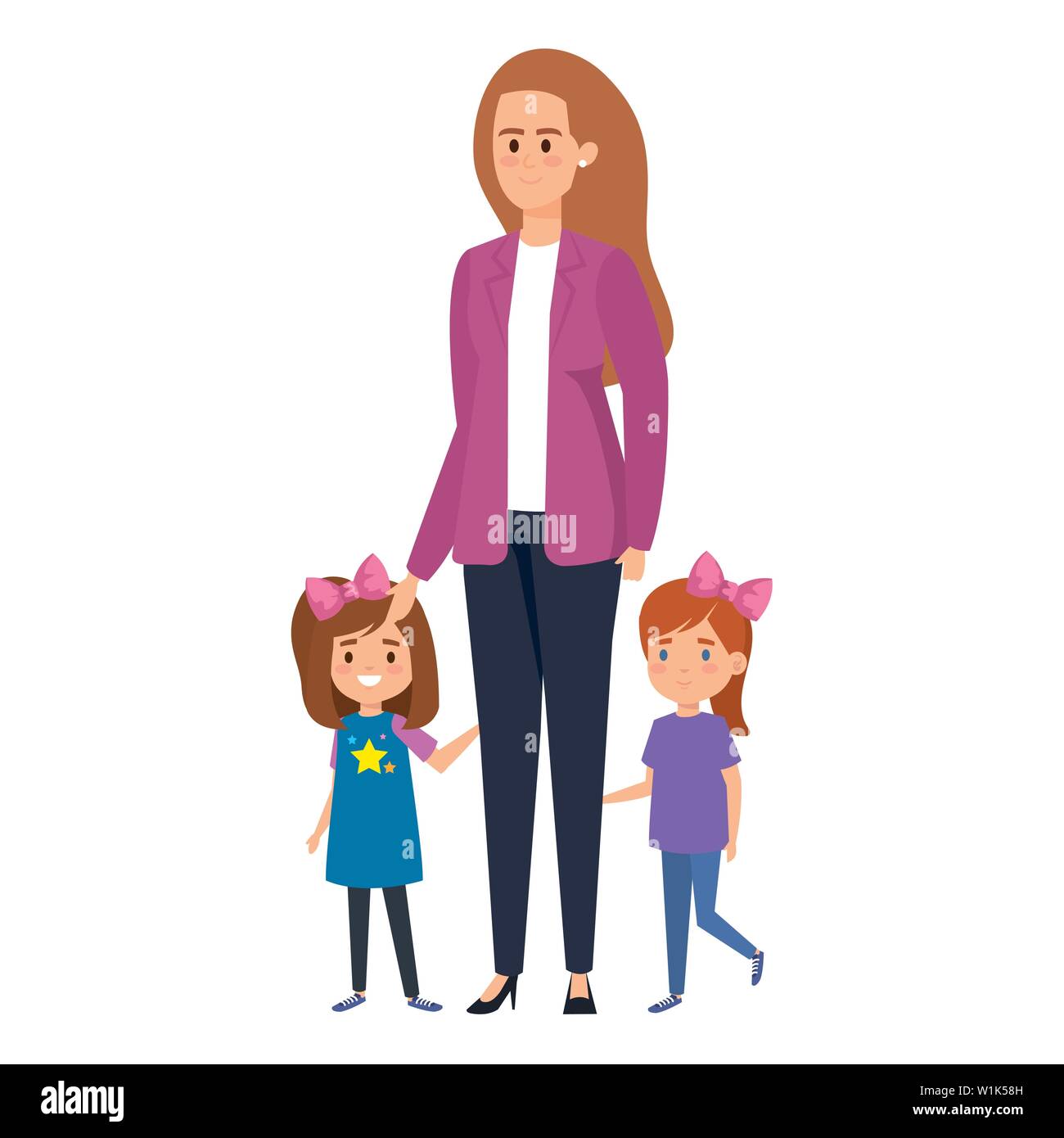 happy students girls with female teacher Stock Vector Image & Art - Alamy
