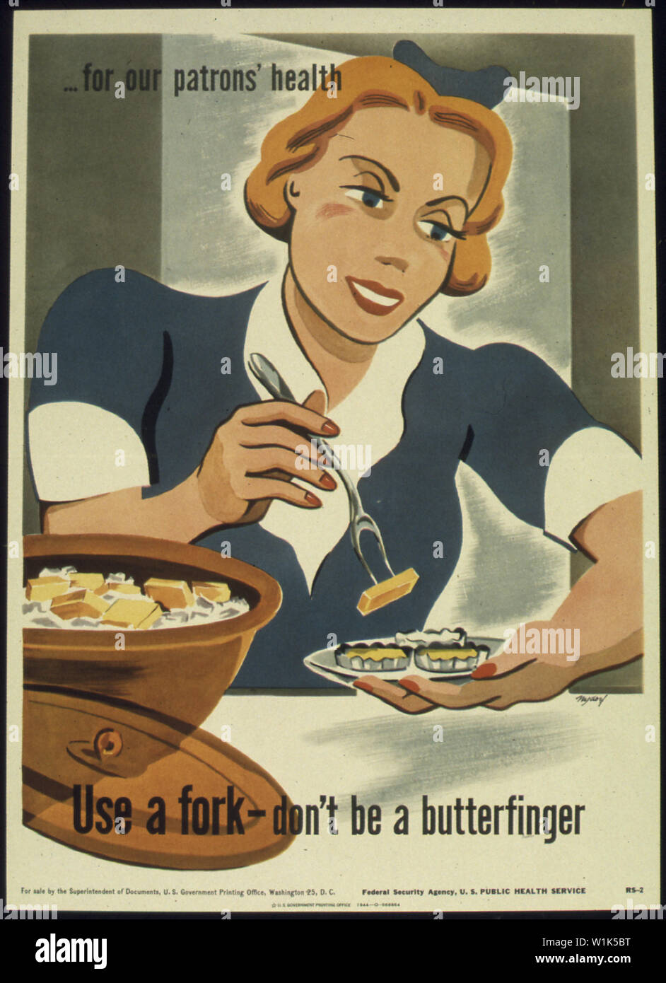USE A FORK - DON'T BE A BUTTERFINGER Stock Photo