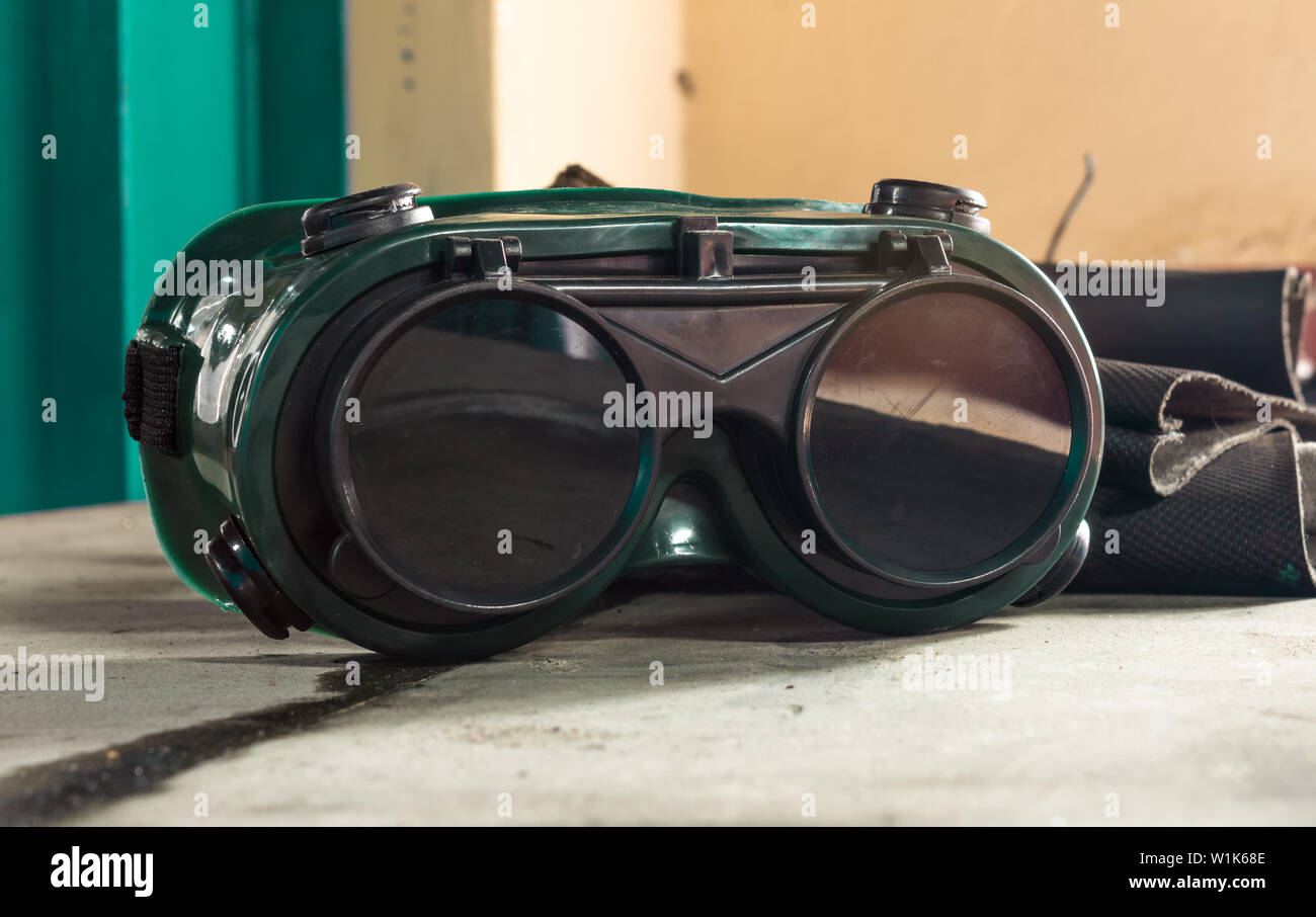 Goggles of a factory worker Stock Photo