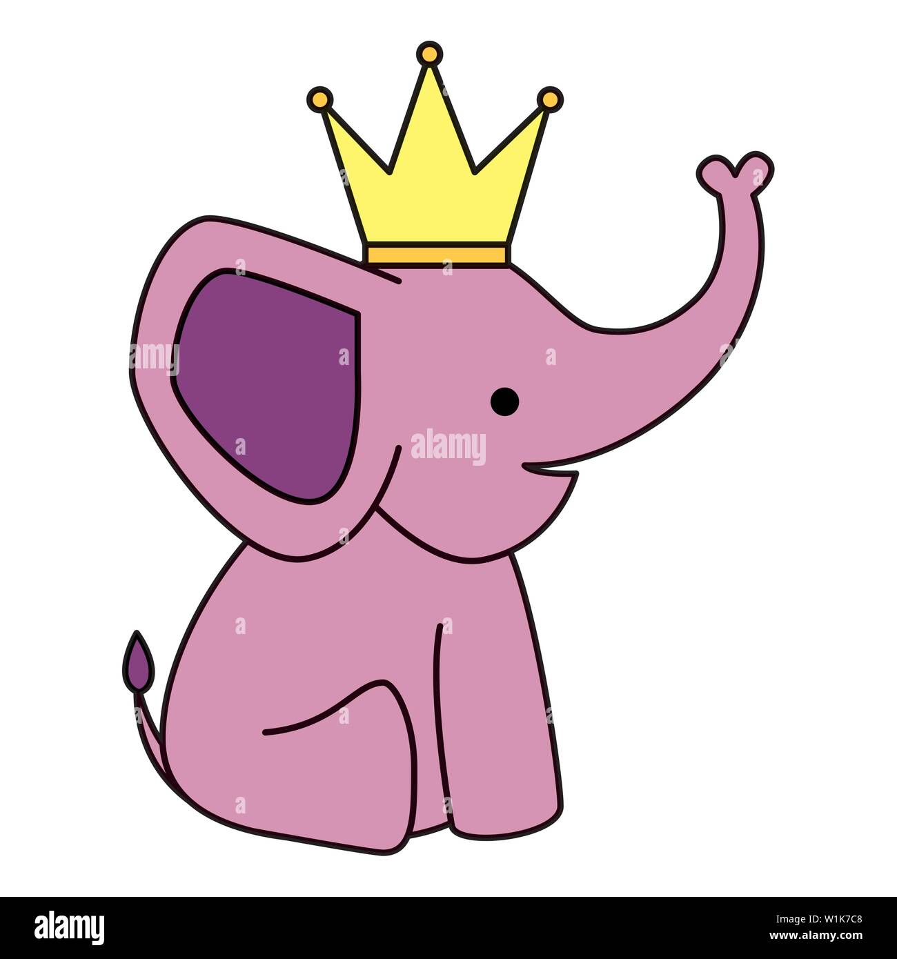 cute little elephant with crown character Stock Vector Image & Art - Alamy