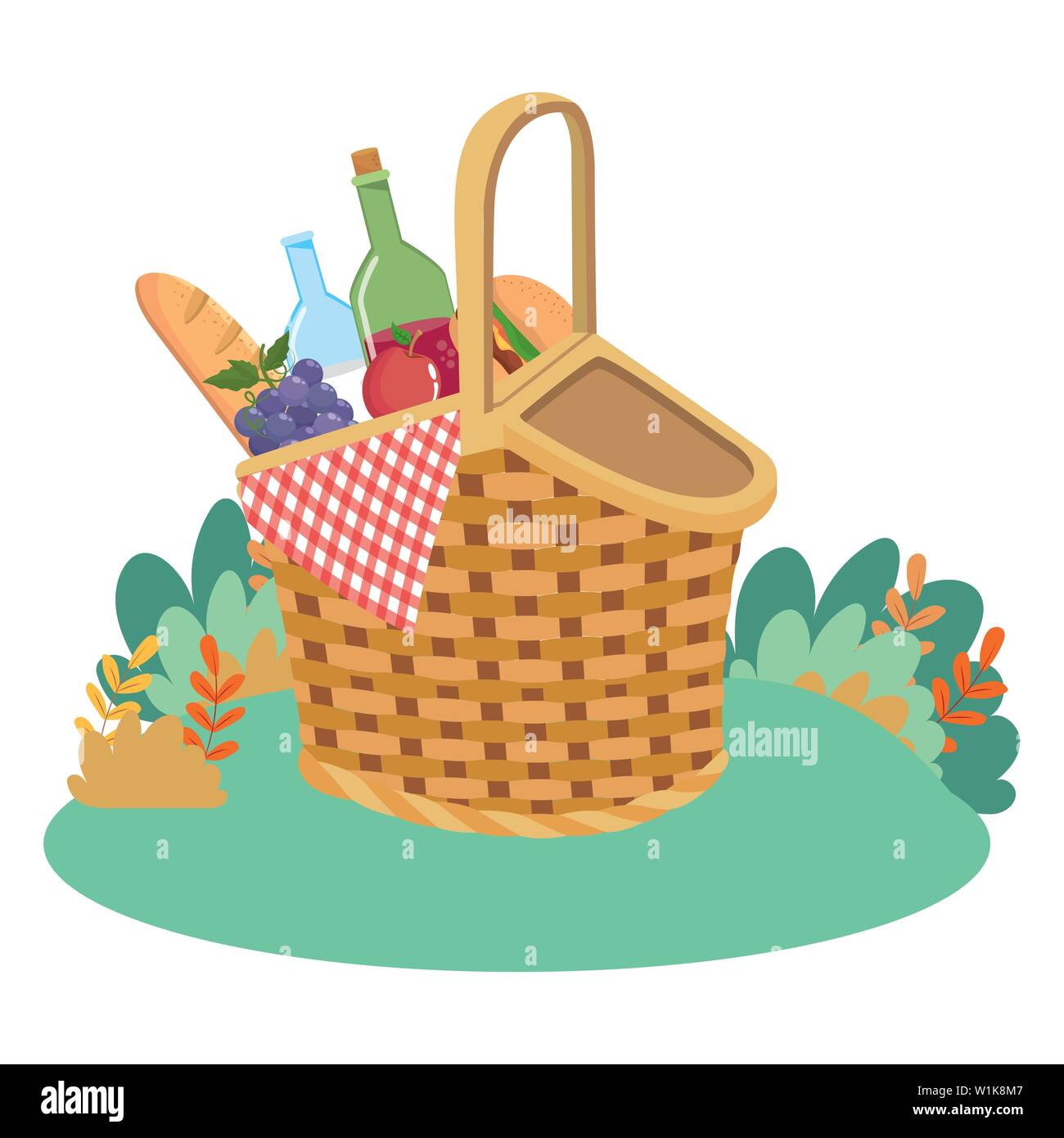 Picnic basket design, Food summer outdoor leisure healthy spring lunch ...