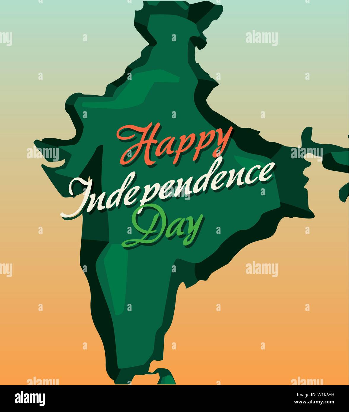 map inscription indian happy independence day vector illustration Stock ...
