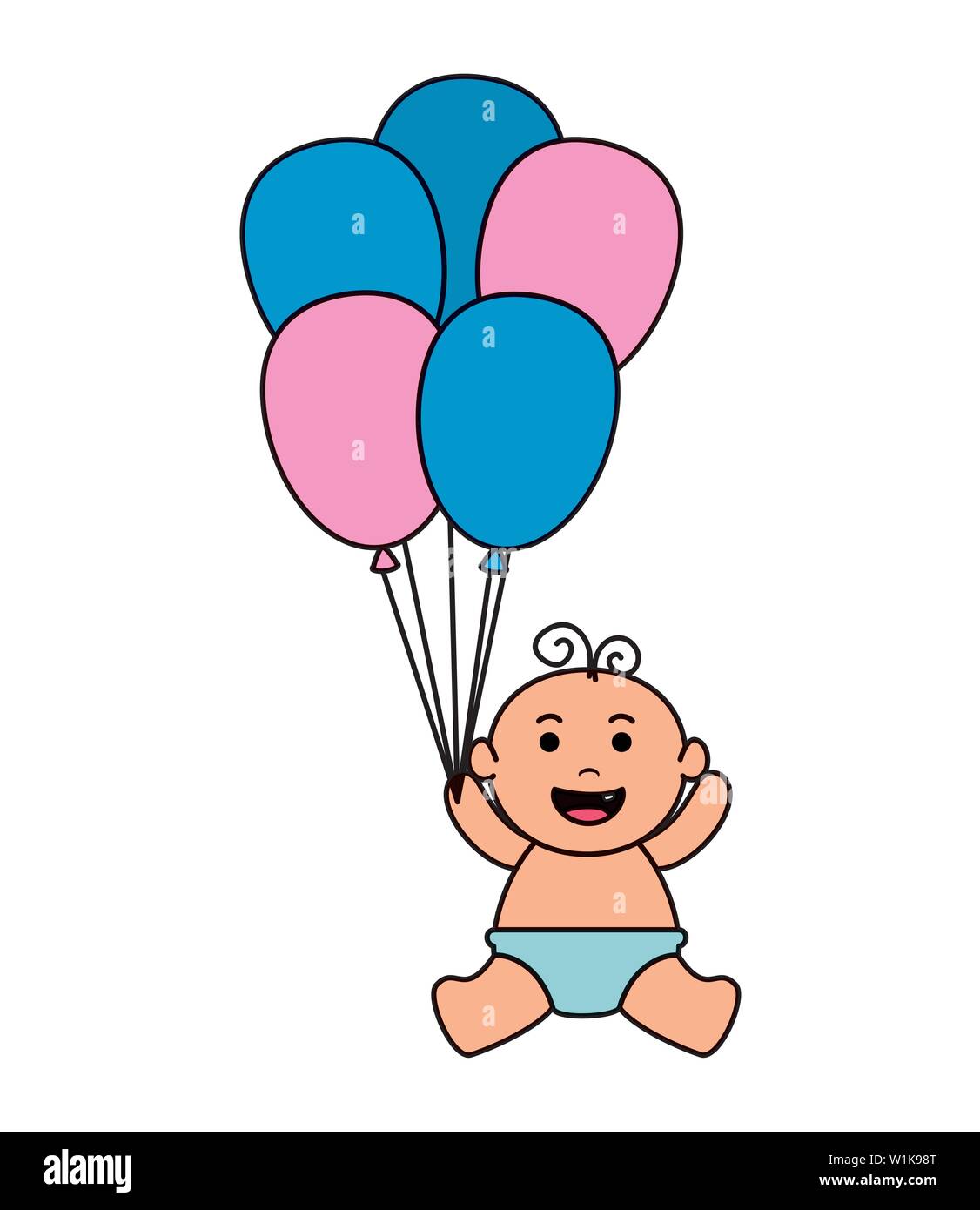 cute little baby boy with balloons helium Stock Vector Image & Art - Alamy