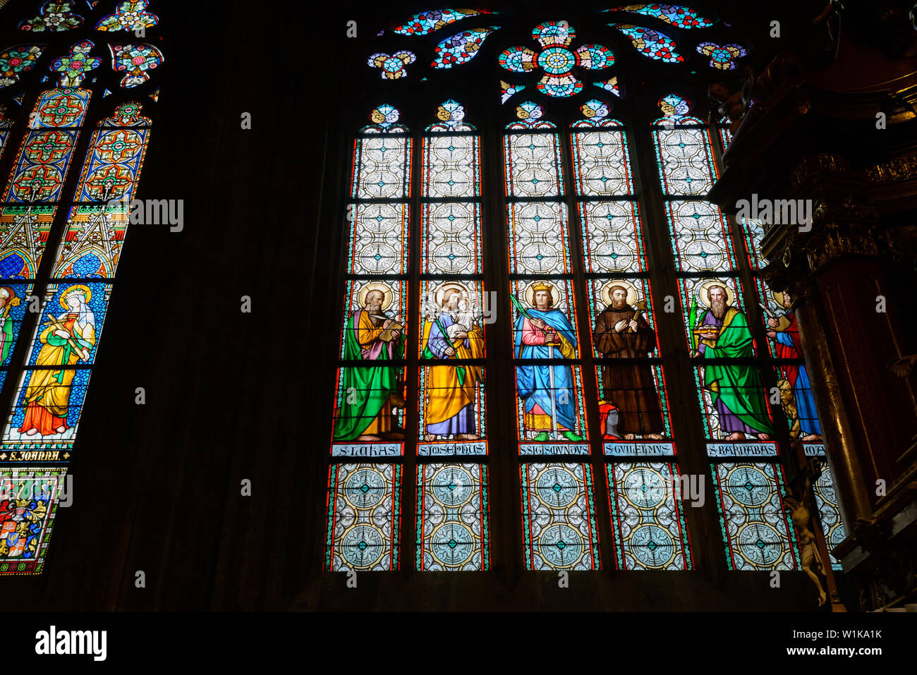 The Amazing St. Vitus Cathedral stained glass windows Stock Photo Alamy