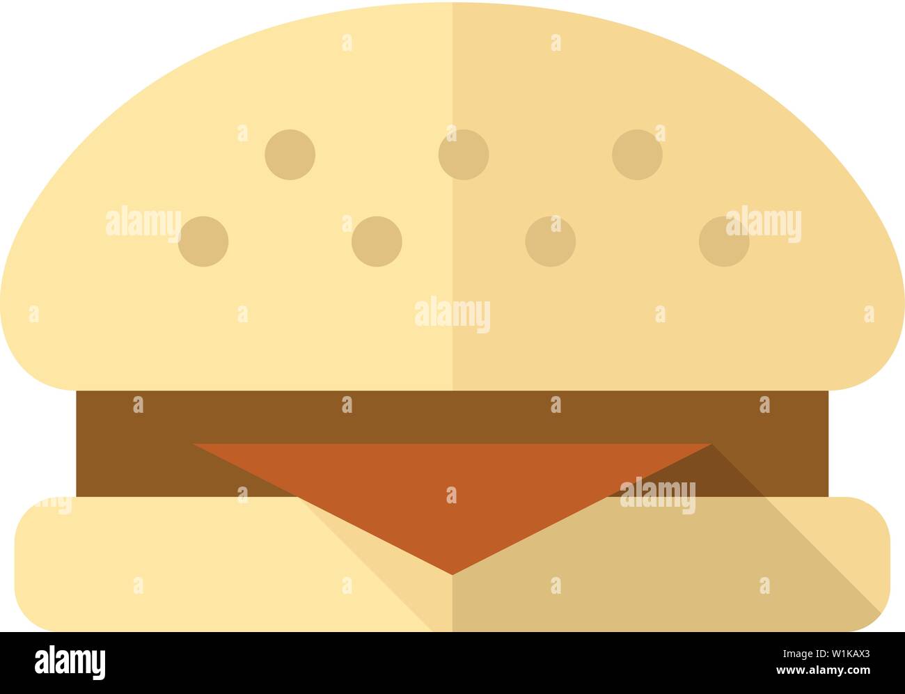 Burger icon in flat color style. Fast food junk American carbohydrate eating Stock Vector