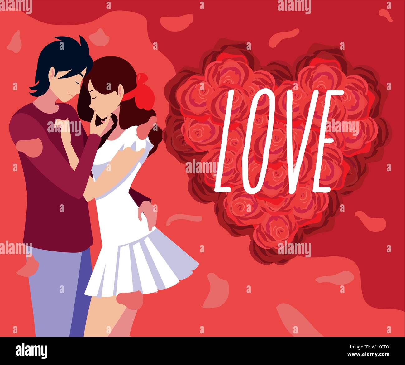 Vector Design For Young Couple, Card Or Poster With Profile