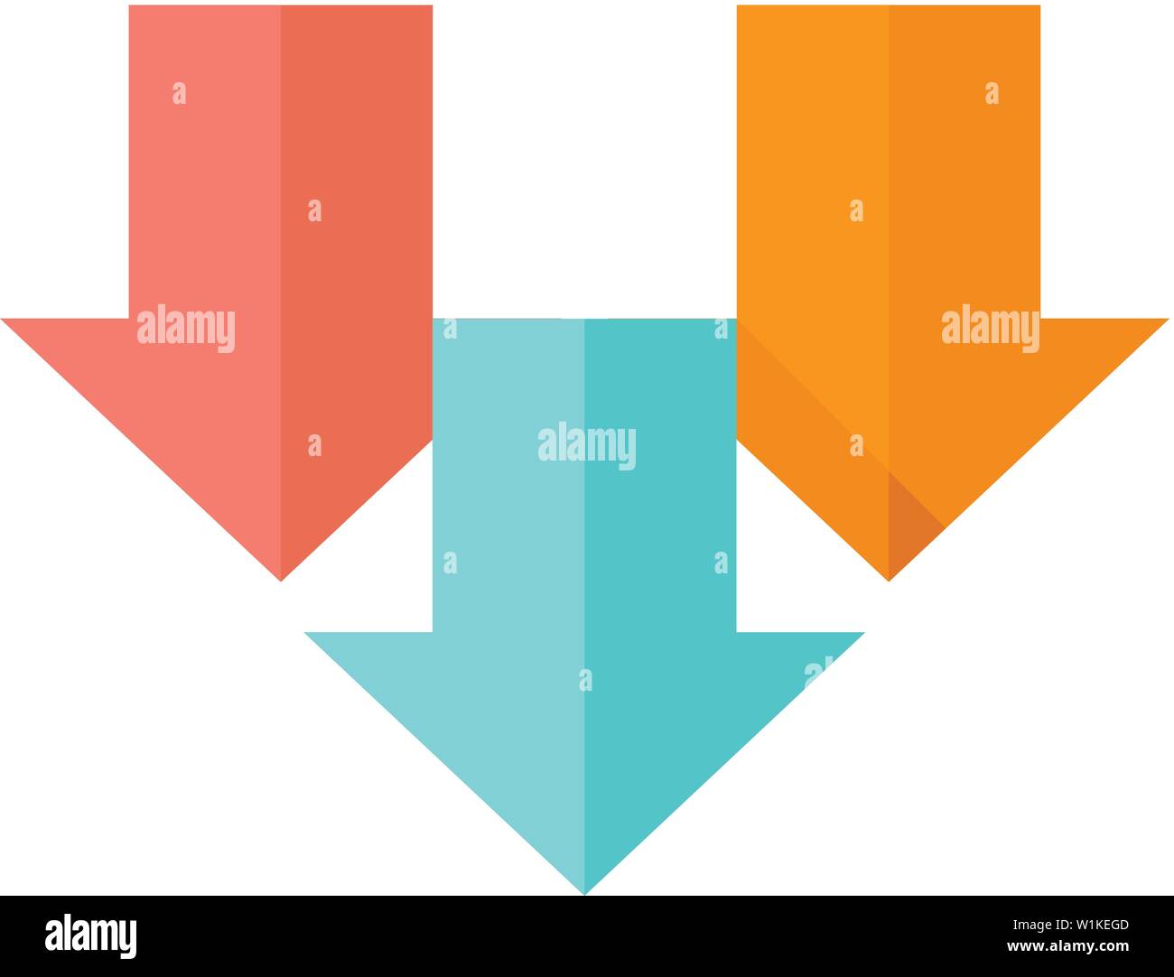 Multiple download arrow icon in flat color style. Stock Vector