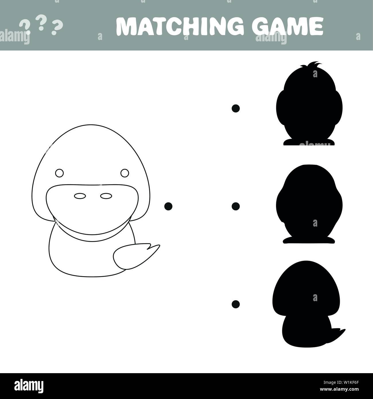 Vector illustration of educational shadow matching game with cartoon ...