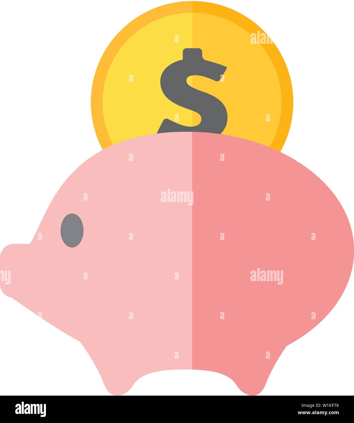 Coin piggy bank icon in flat color style. Saving, kids, bank Stock ...