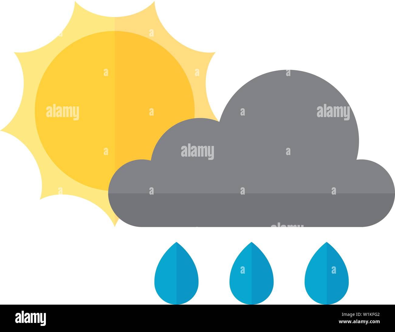 Rainy icon in flat color style. Season forecast monsoon wet meteorology Stock Vector