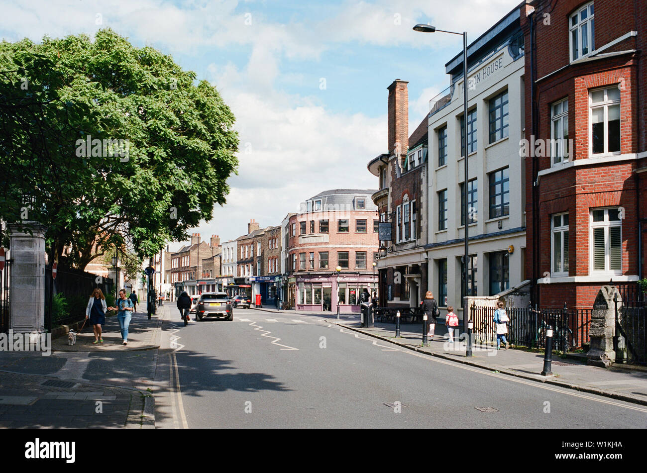Stoke Newington Church Street, North London UK, with pedestrians Stock Photo