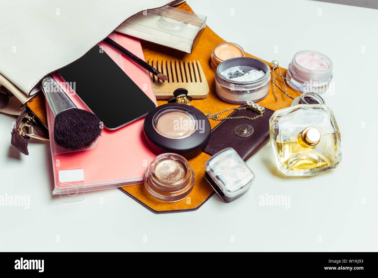 Woman's bag inside out Stock Photo Alamy