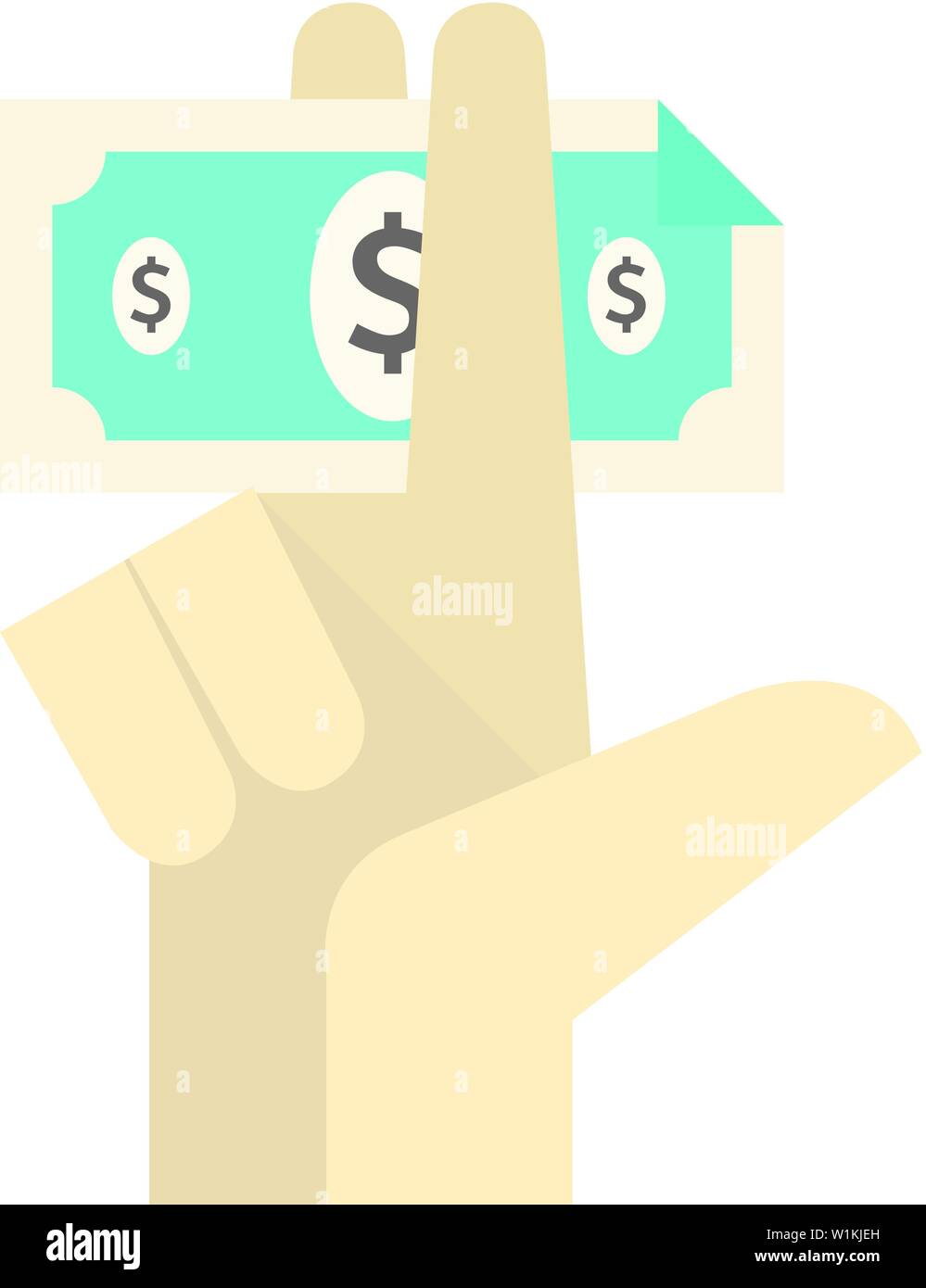 Hand holding money icon in flat color style. Service tip hotel waitress ...