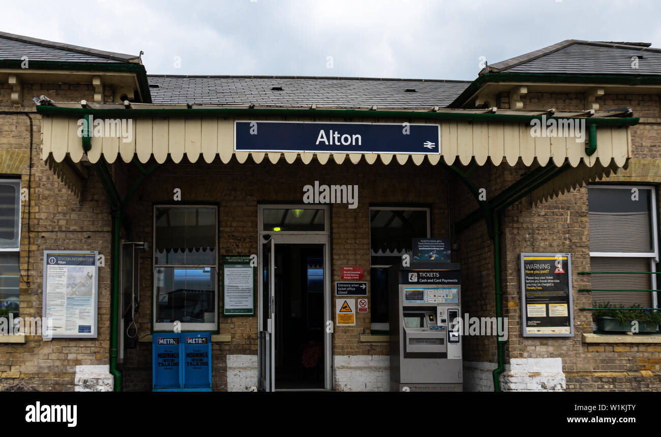 Alton, United Kingdom April 13 2019 The entrance to Alton Railway