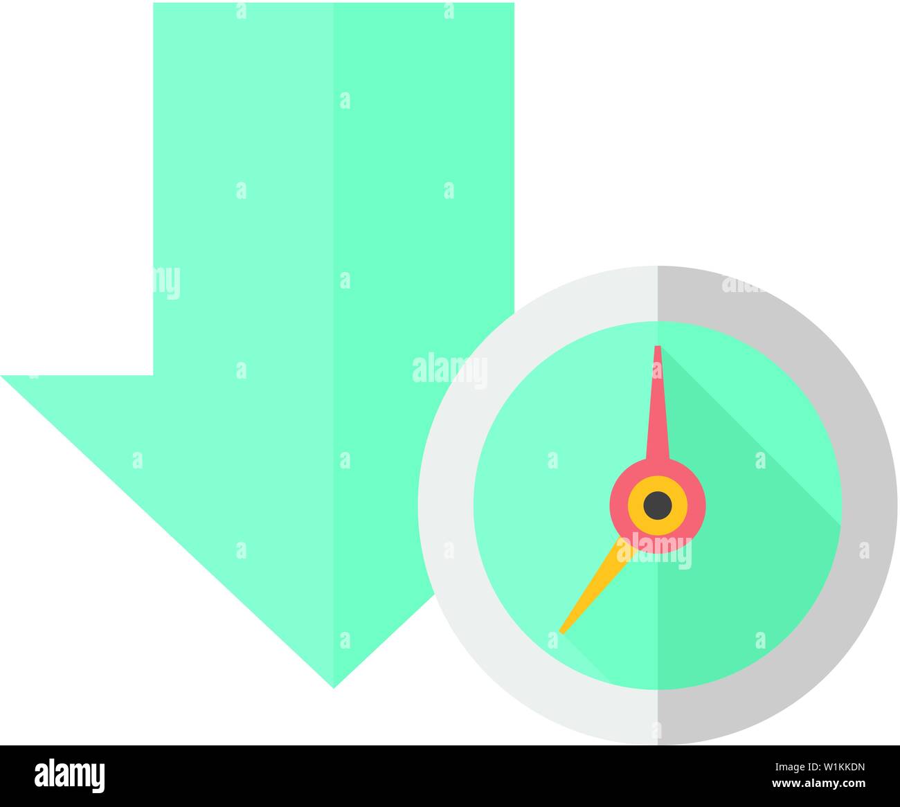 Download queue icon in flat color style. Data, file, hosting, clock Stock Vector