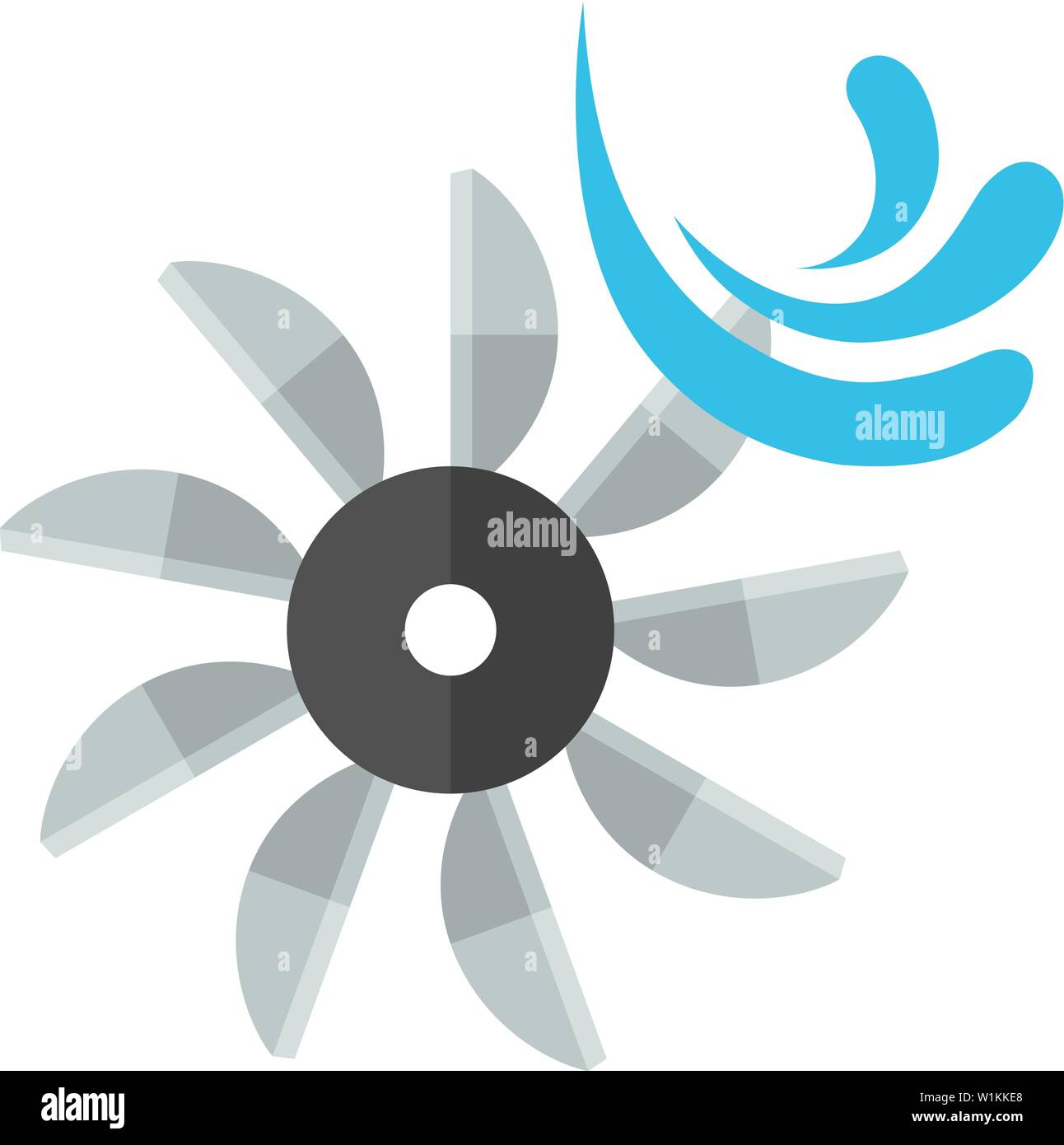 Water turbine icon in flat color style. Energy renewable green environment Stock Vector