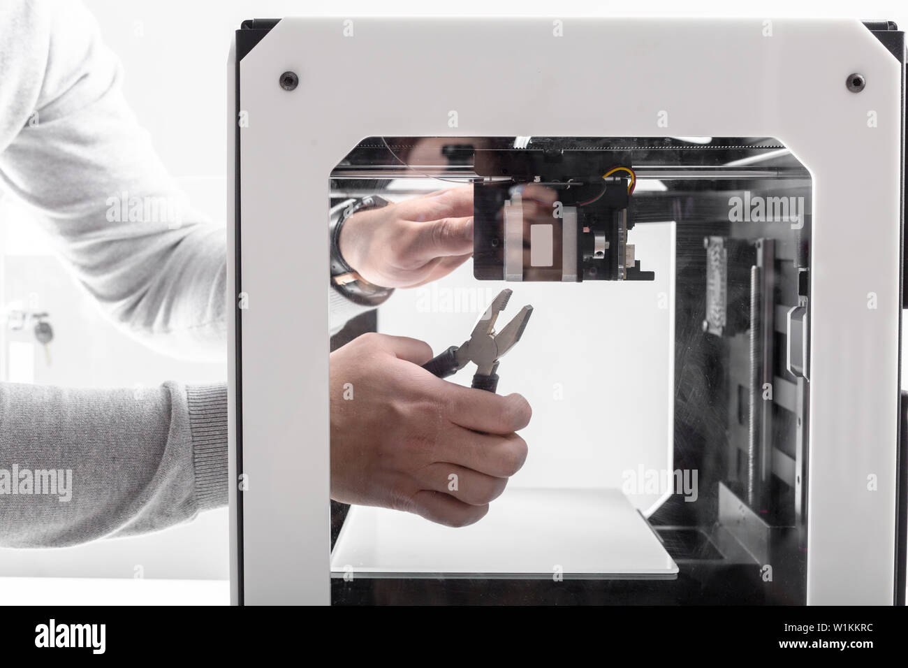 Designer Working With 3D Printer Stock Photo - Alamy