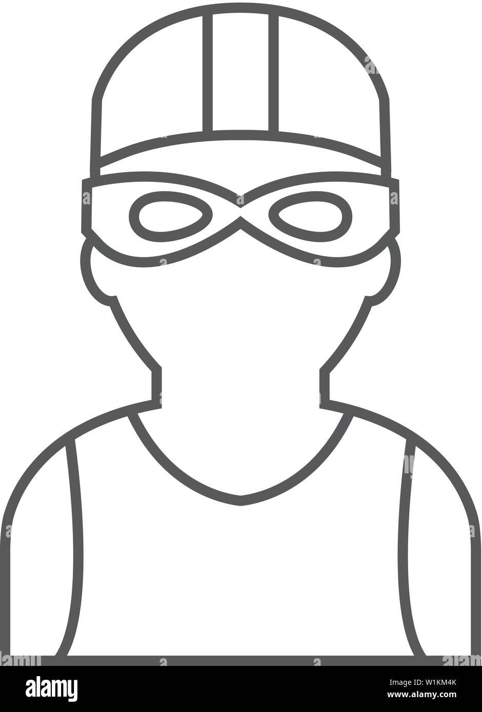 Swimming athlete icon in thin outline style. Sport water pool olimpys ...
