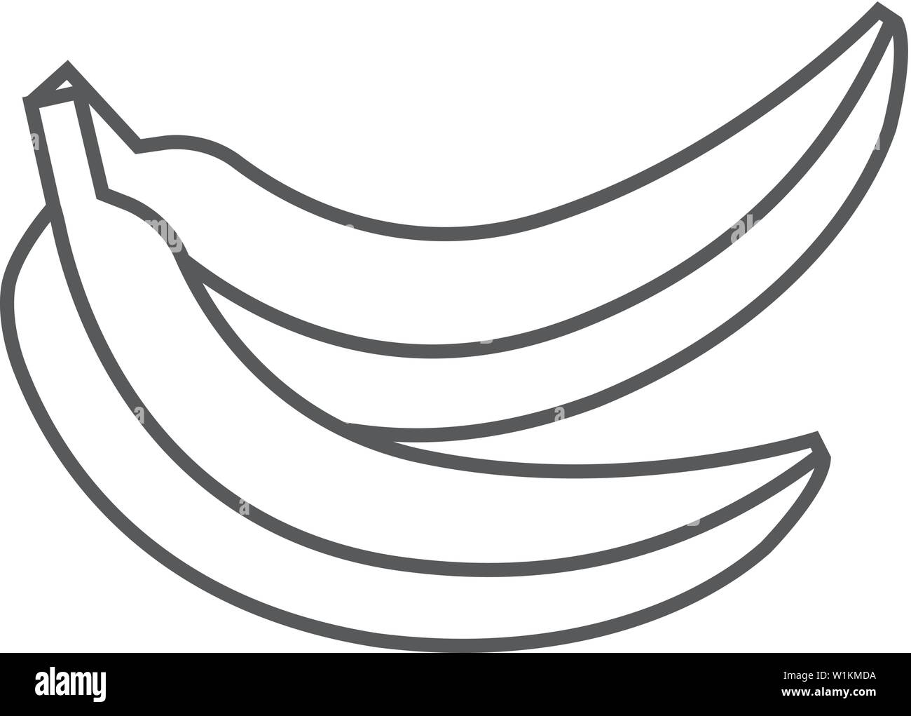 Banana icon in thin outline style. Food fruit yellow energy power