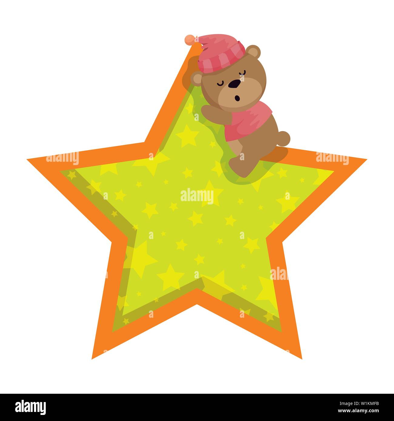 little bear teddy with hat sleeping in star Stock Vector Image & Art ...