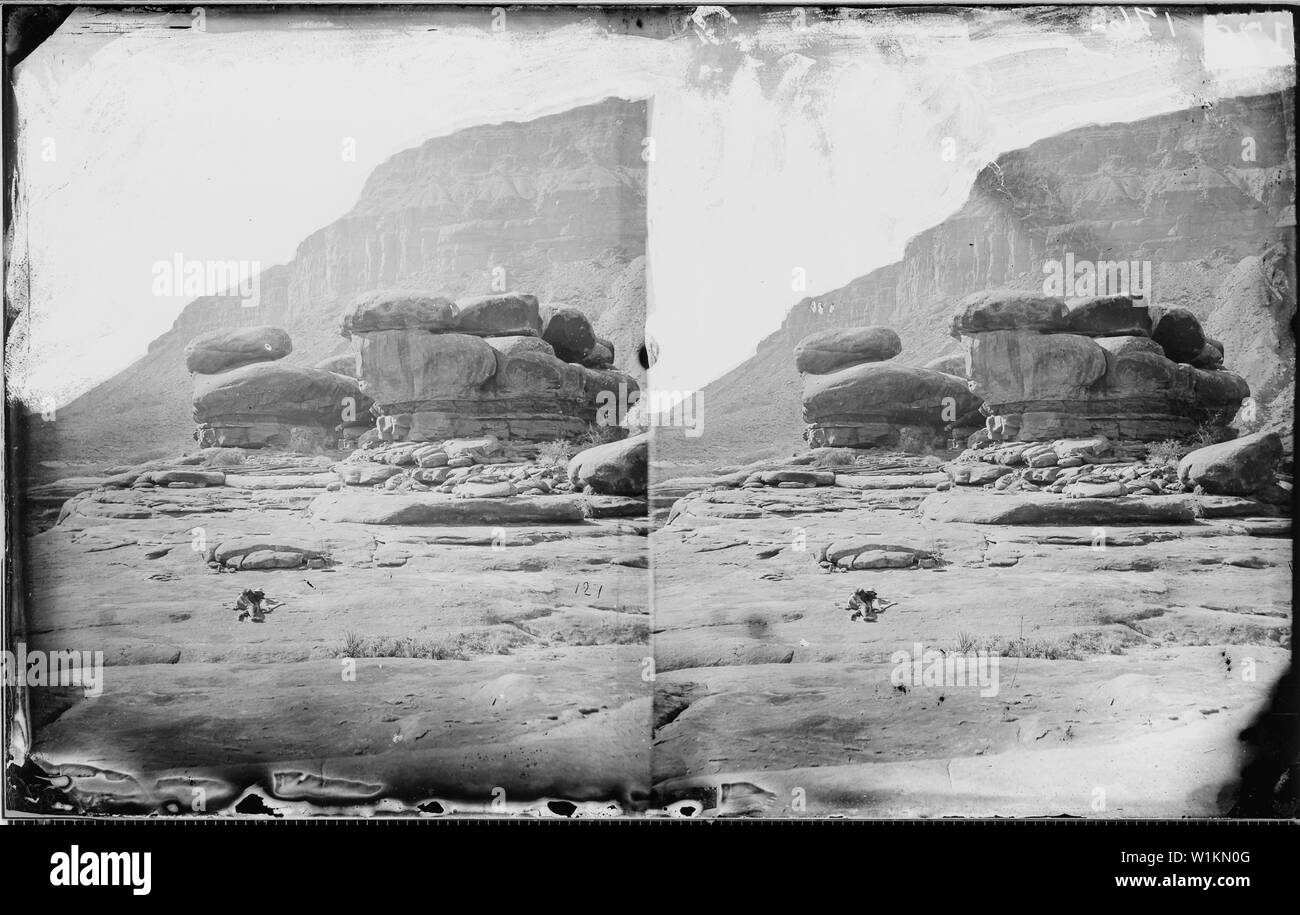 WEATHERED SANDSTONE, KANAB WASH; General notes:  Photographed by William Bell as part of the 1872 Wheeler Survey. Stock Photo