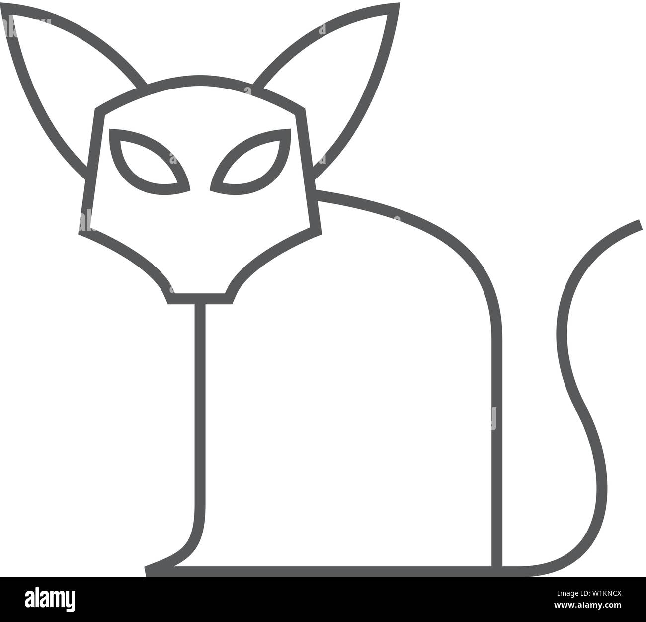 Cat icon in thin outline style. Animal Halloween symbol dark black ...