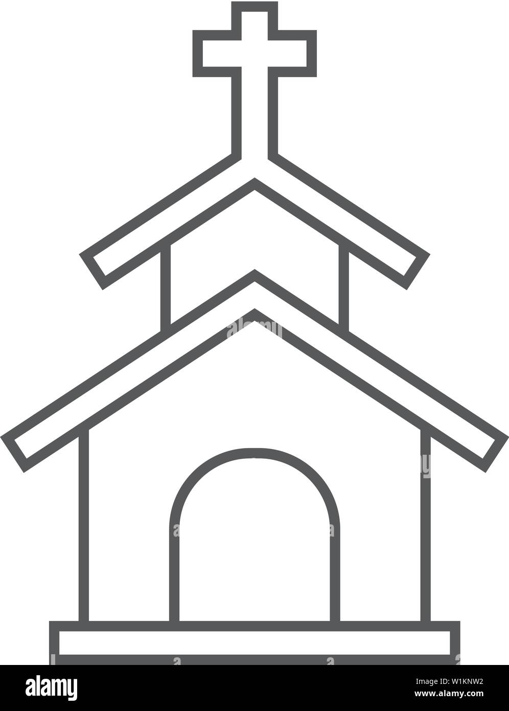 Church icon in thin outline style. Christian chapel synagogue Stock Vector