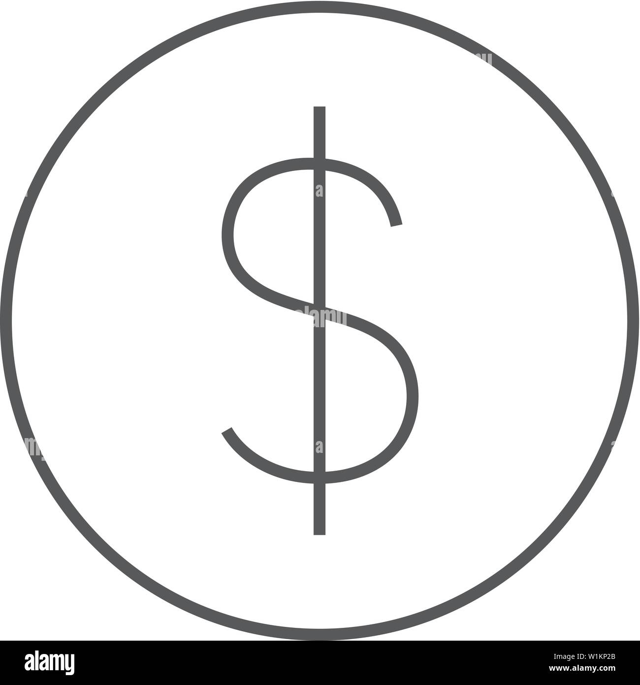 Coin Money Icon In Thin Outline Style Wealth Banking Finance