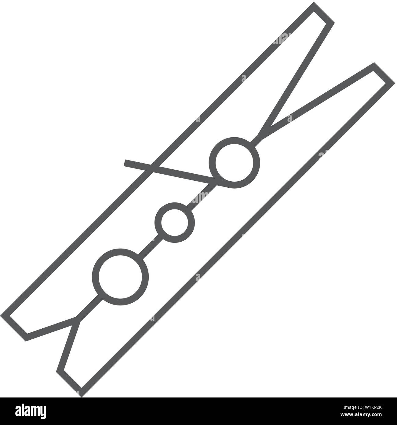 Clothes peg icon in thin outline style. Clothes pin clamp Stock