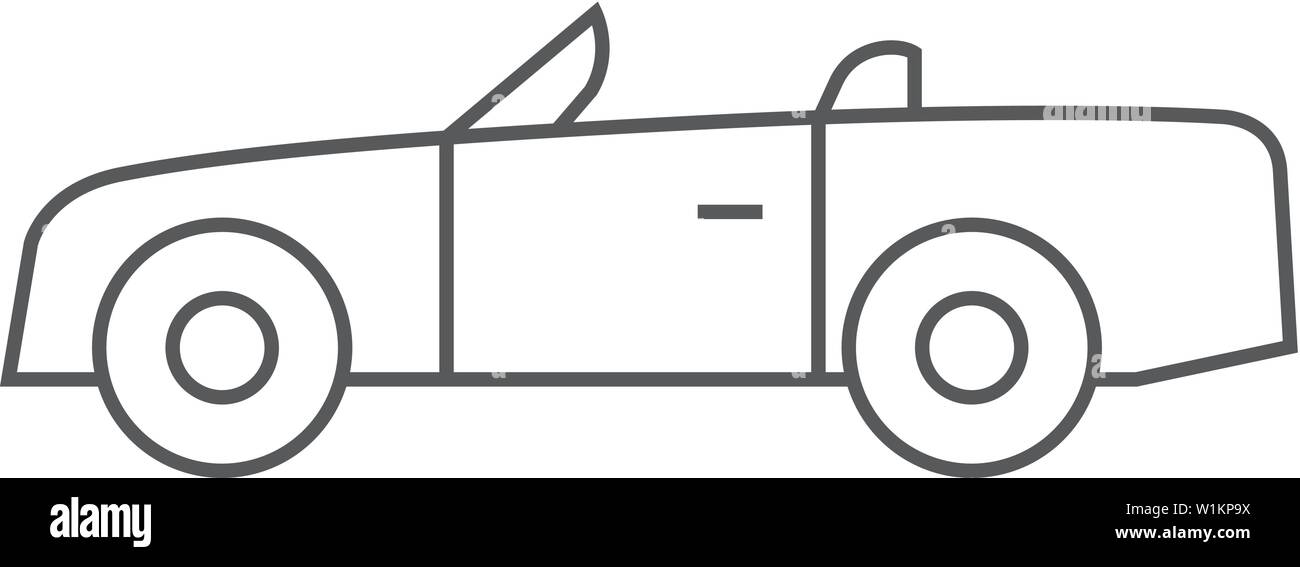 Sport car icon in thin outline style. Luxury speed coupe automotive ...