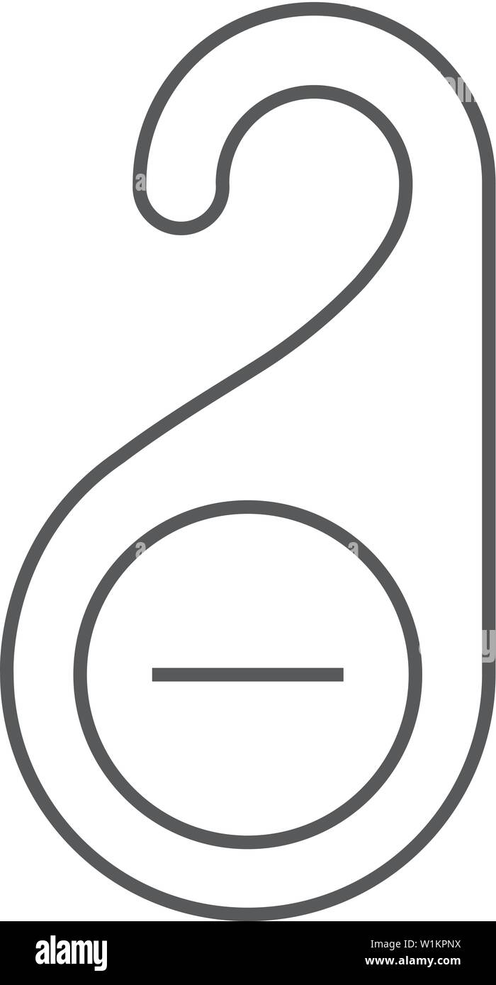 Door handle label icon in thin outline style. Hotel room service disturb warning busy resting Stock Vector