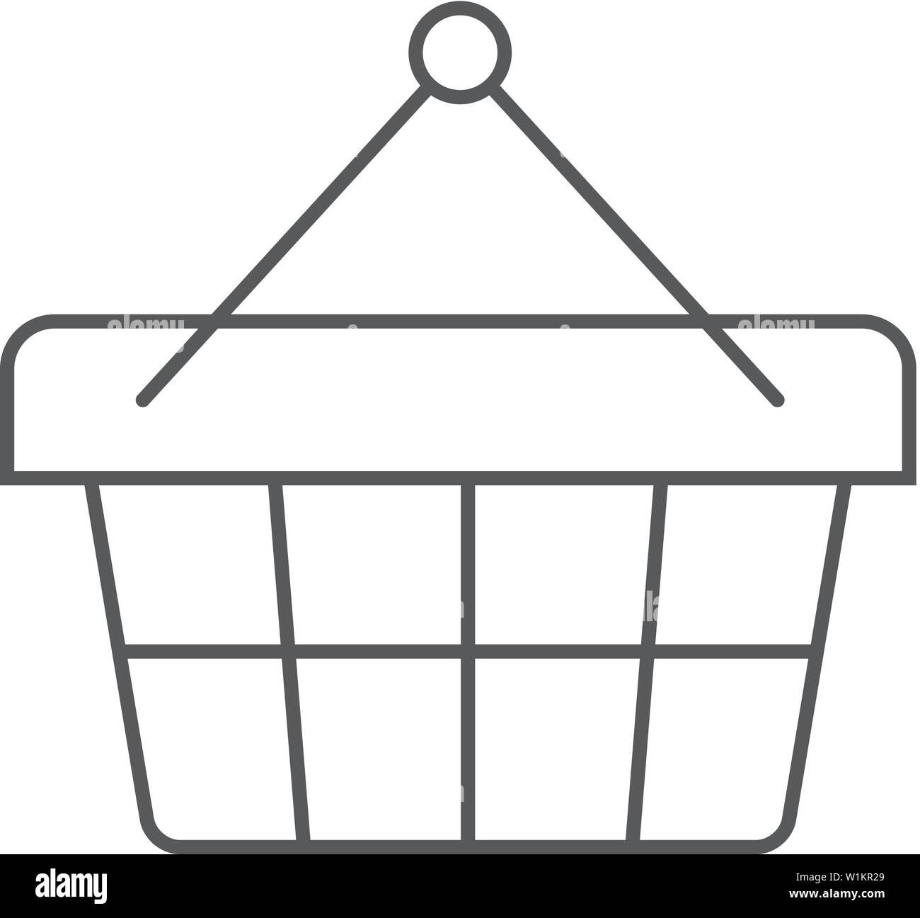 Shopping basket icon in thin outline style. Buying, ecommerce Stock ...
