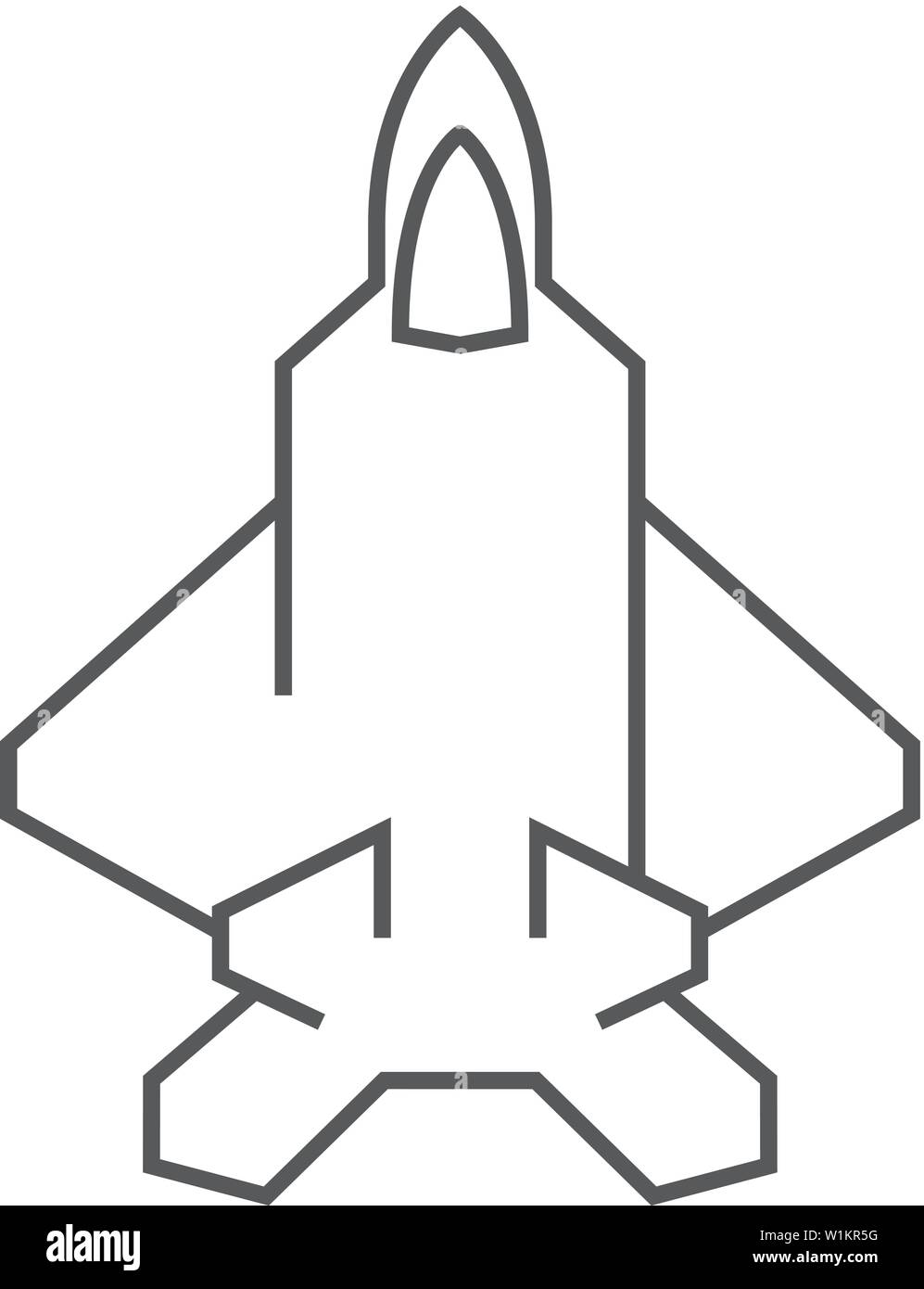Fighter jet icon in thin outline style. Aircraft military attack ...