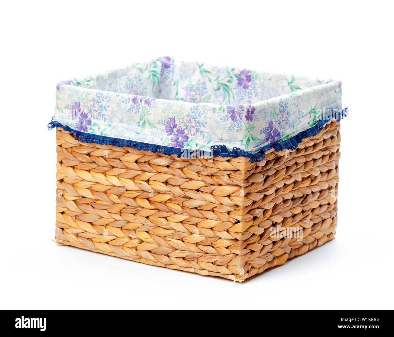 Empty brown wicker woven basket isolated on white background Stock ...