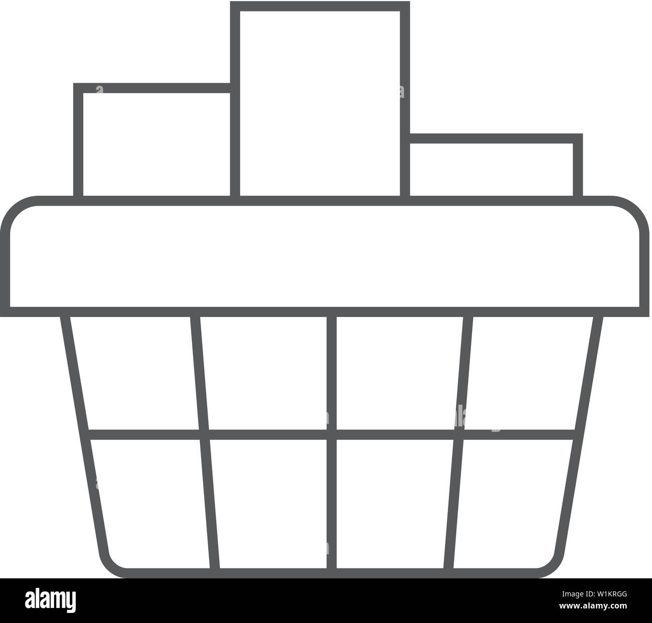 Shopping basket icon in thin outline style. Buying, ecommerce Stock ...