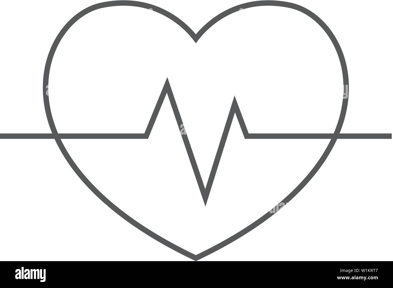 Heart rate icon in thin outline style. Human pulse line beep graph ...