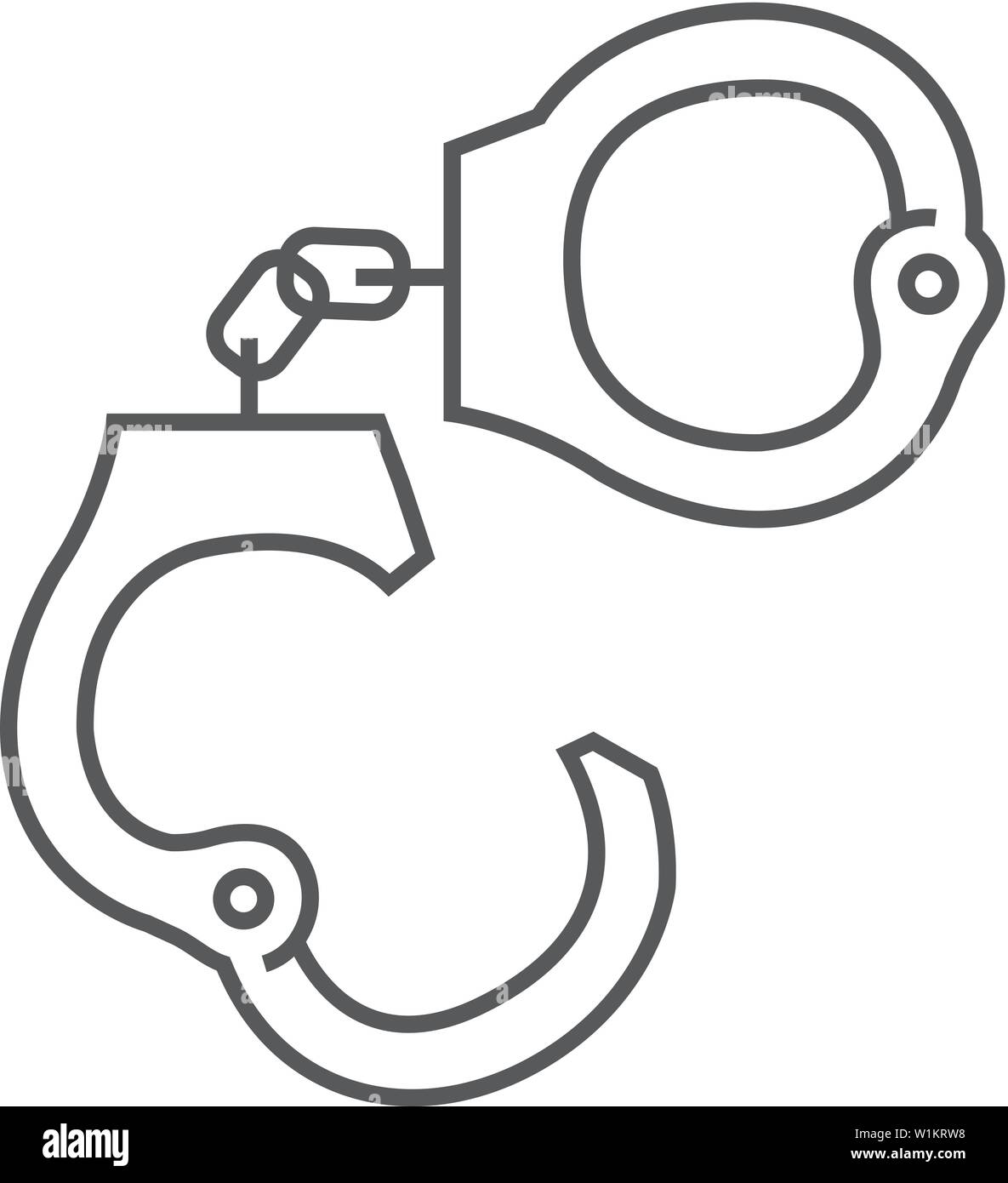 Handcuff icon in thin outline style. Justice law equipment tool police ...