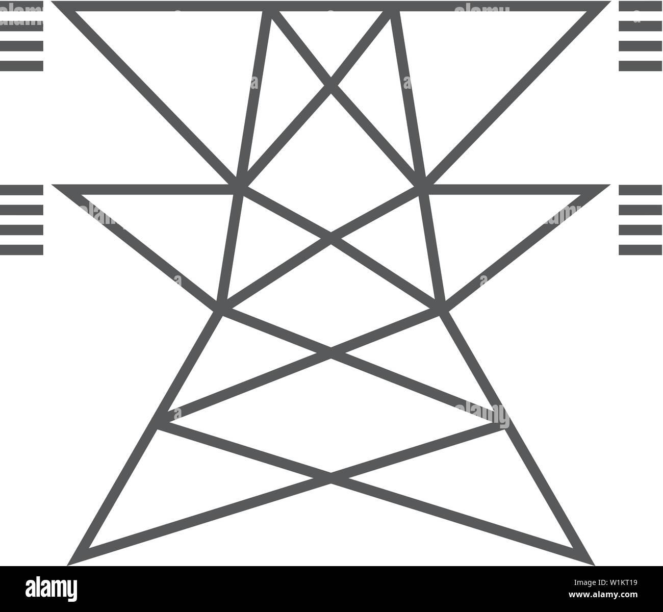 Pylon icon in thin outline style. Electricity high voltage distribution energy Stock Vector