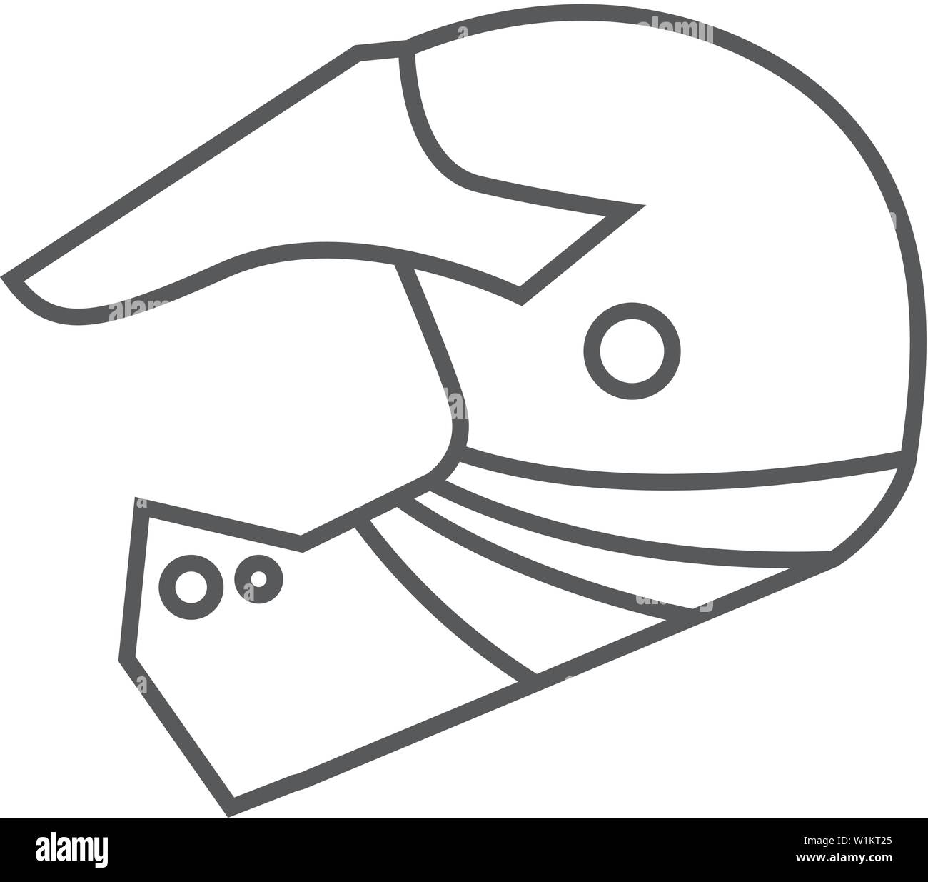 Motorcycle helmet icon in thin outline style. Sport protection safety