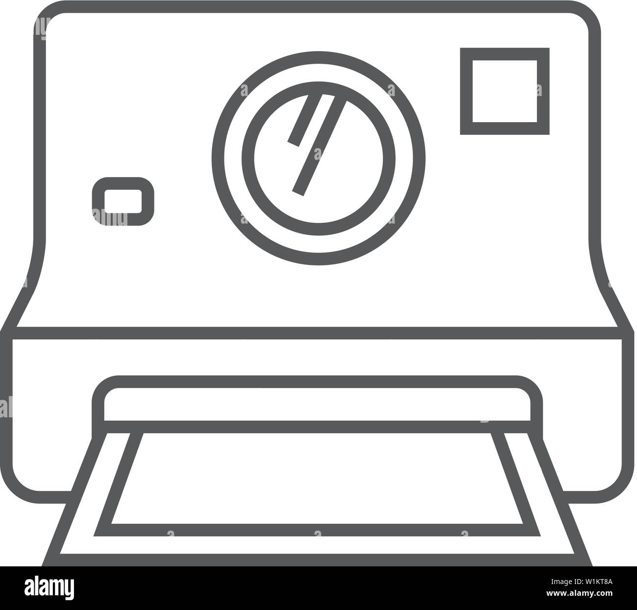 Instant camera icon in thin outline style. Vintage retro photography ...