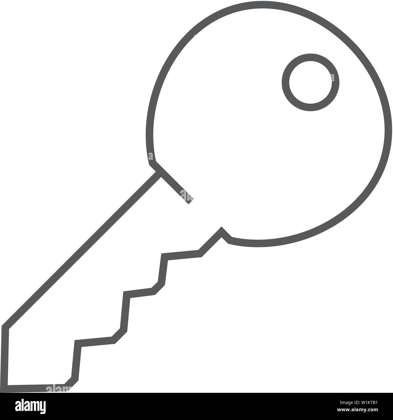 Key icon in thin outline style. Safety protection house home property ...