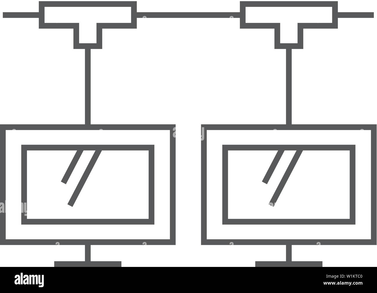 Computer network icon in thin outline style. File sharing shared folder ...