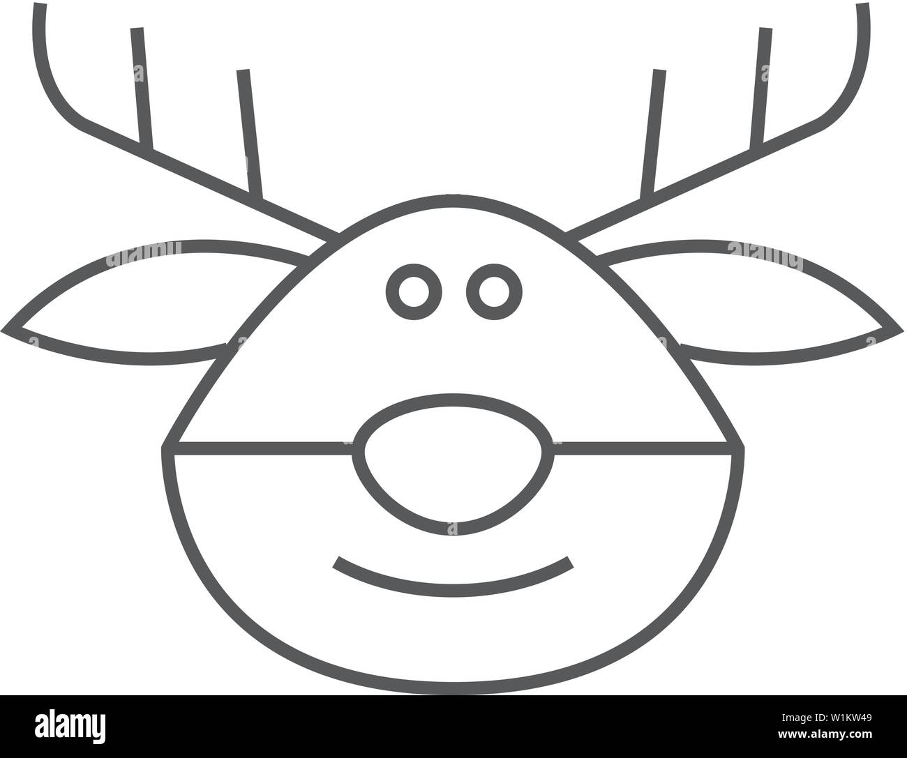 Rudolph The Moose Icon In Thin Outline Style Christmas Rudolph The Moose Icon In Thin Outline Style Christmas