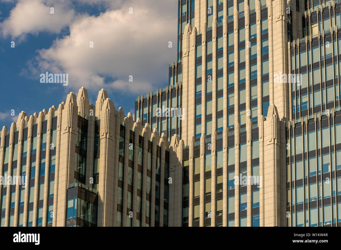 Description: high-rise building with a spire in Moscow. The business-center the Armory . Neo-Stalinist style. Stock Photo