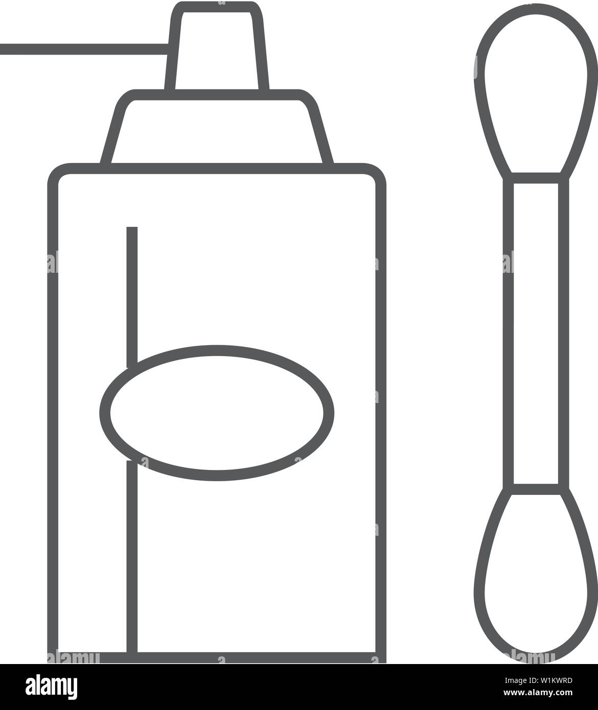 Liquid spray icon in thin outline style. Lubricant degrease q-tip ...