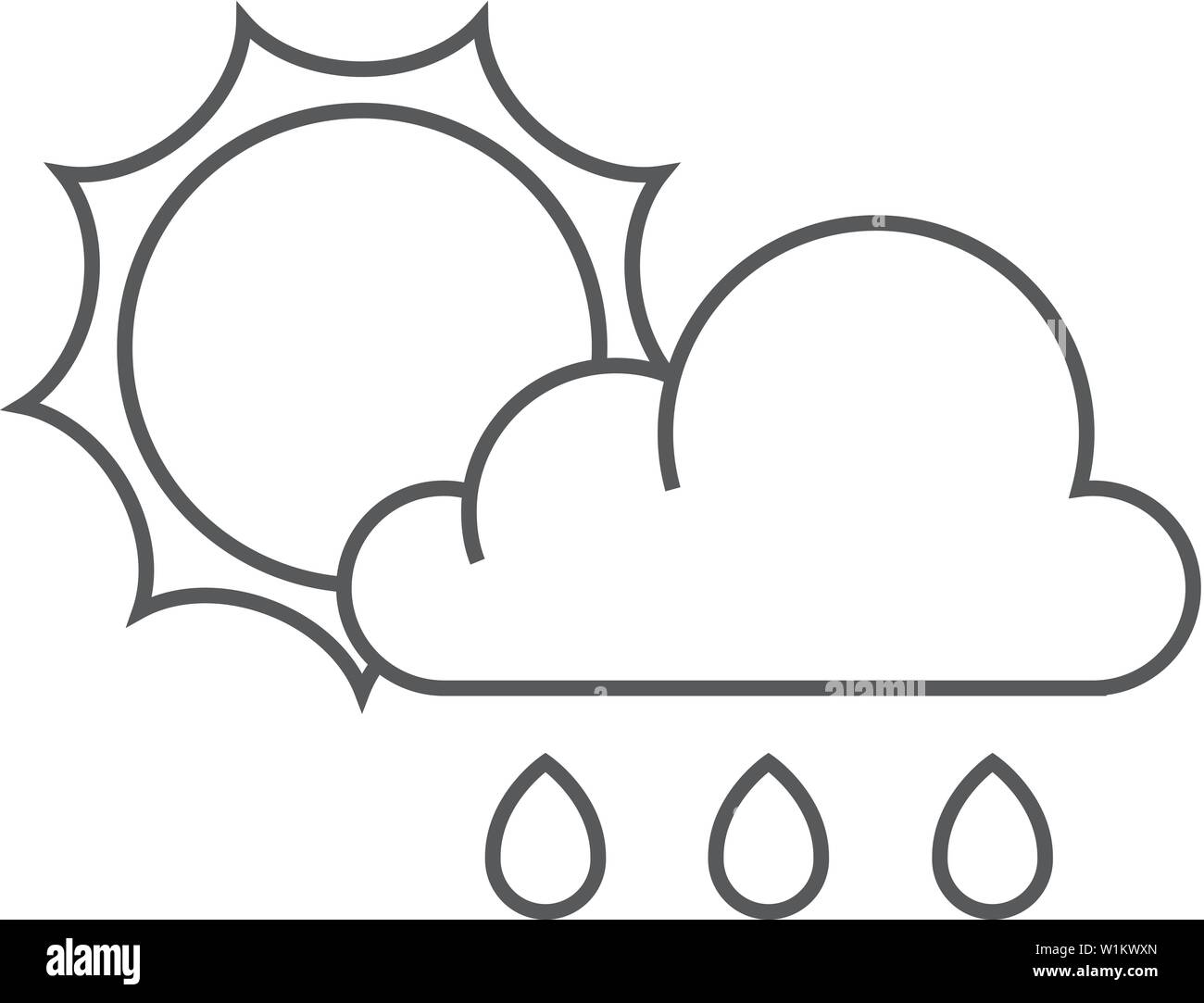 Rainy icon in thin outline style. Season forecast monsoon wet ...