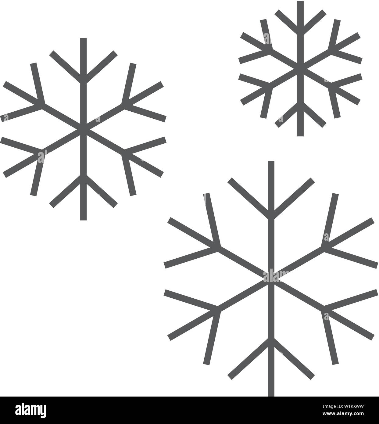 Snowflake icon in thin outline style. Nature snowflakes winter December Stock Vector