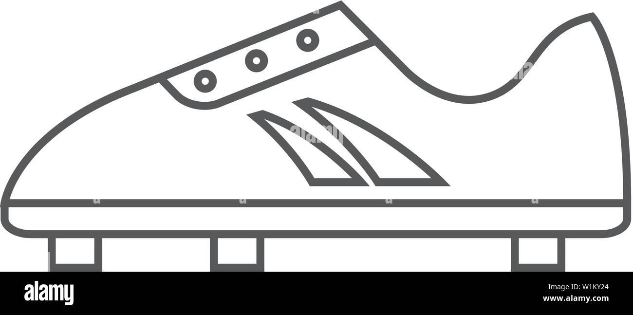 Soccer Shoe icon in thin outline style. Sport football foot protection ...