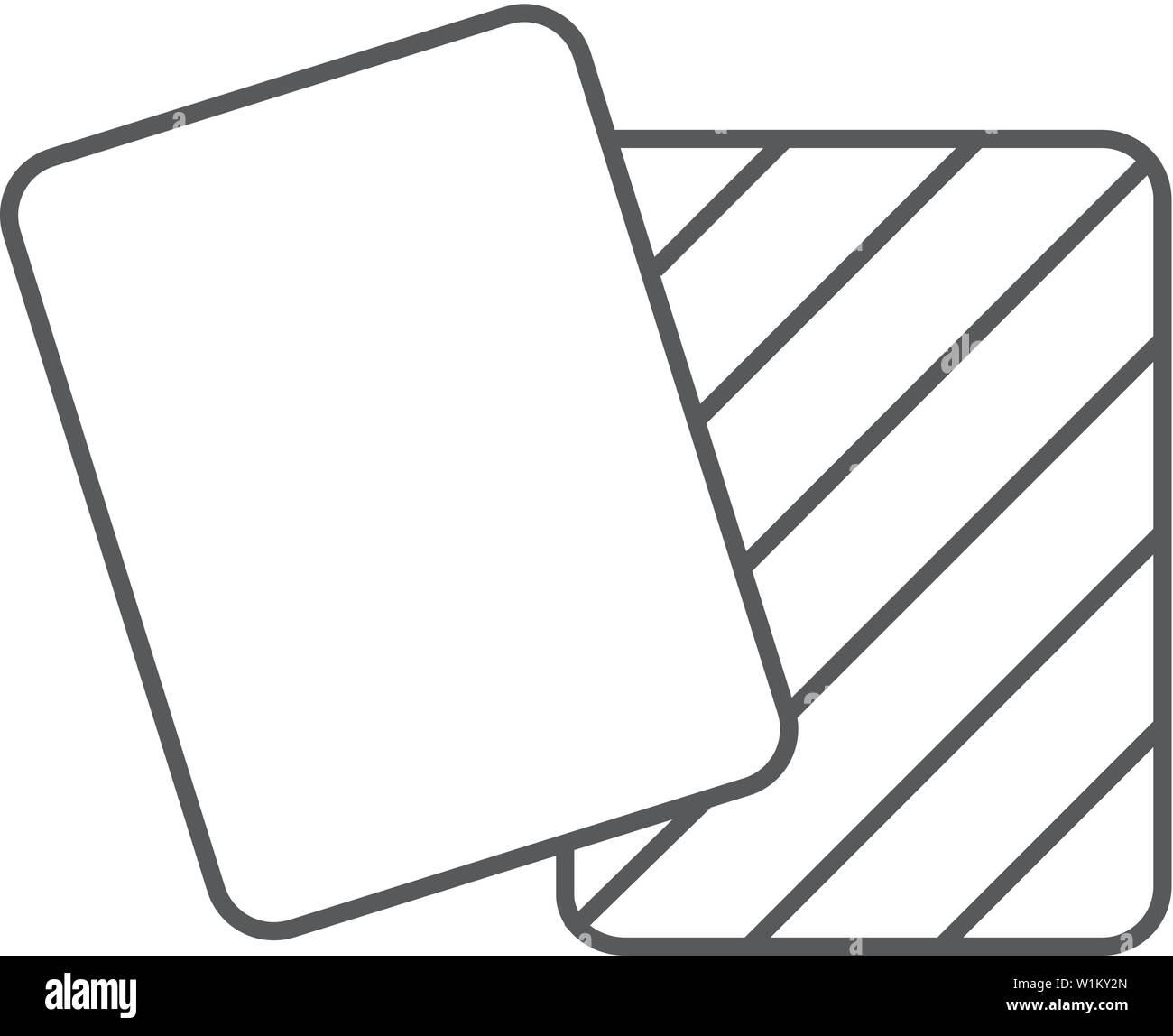 Soccer red and yellow cardsicon in thin outline style. Sport football referee equipment player foul Stock Vector